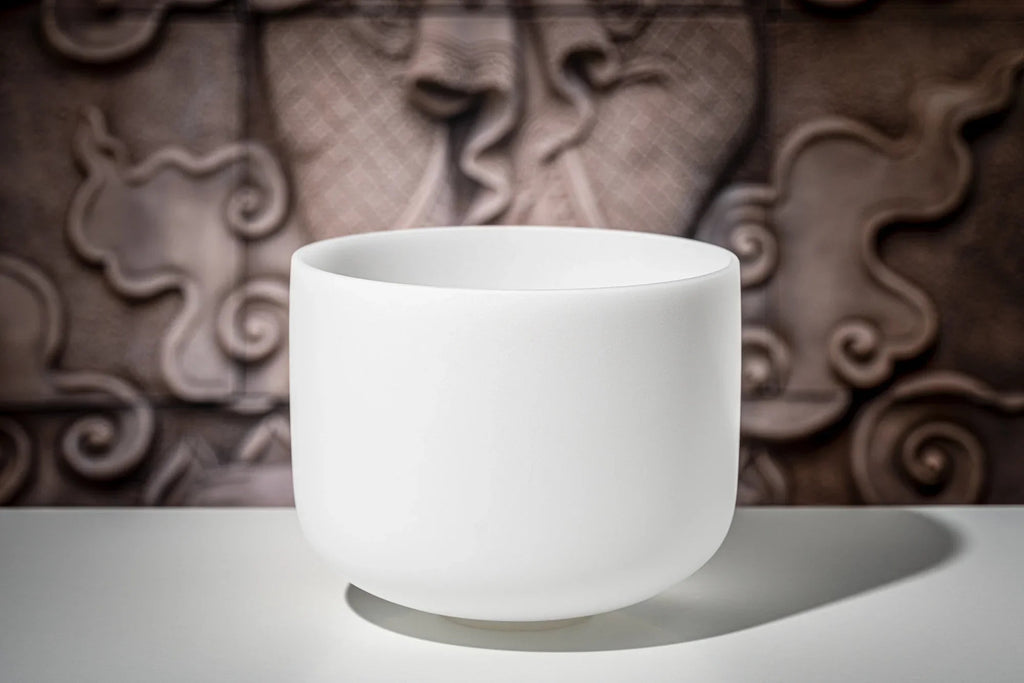 11" White-Frosted Crystal Singing Bowl, Note F4, Heart Chakra Utah Energy Healing Center