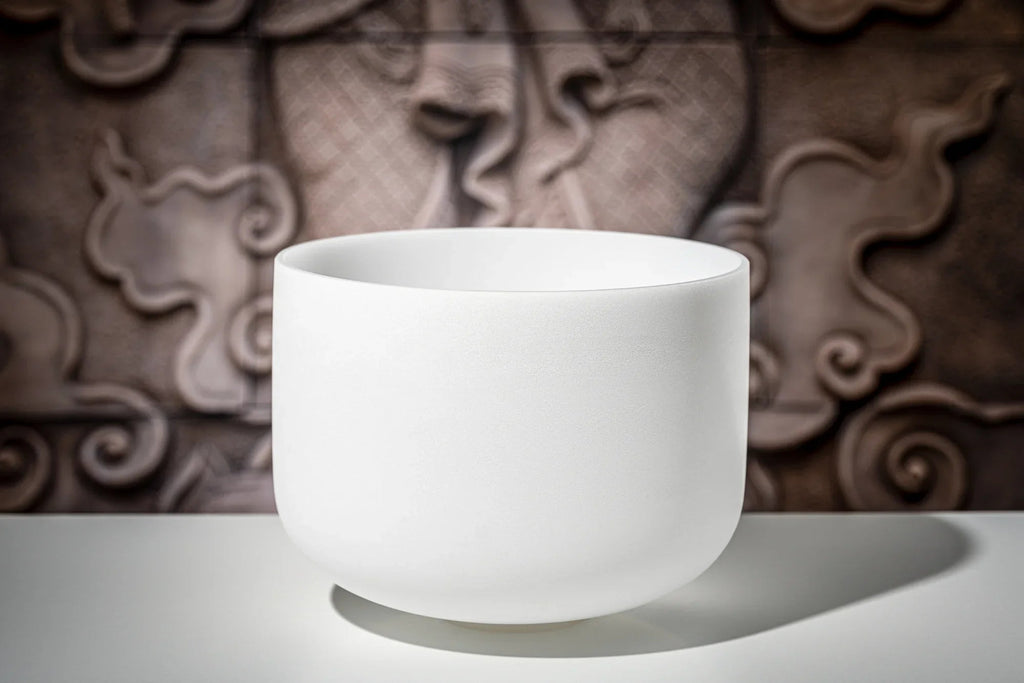 12" White-Frosted Crystal Singing Bowl, Note D4, Sacral Chakra Utah Energy Healing Center