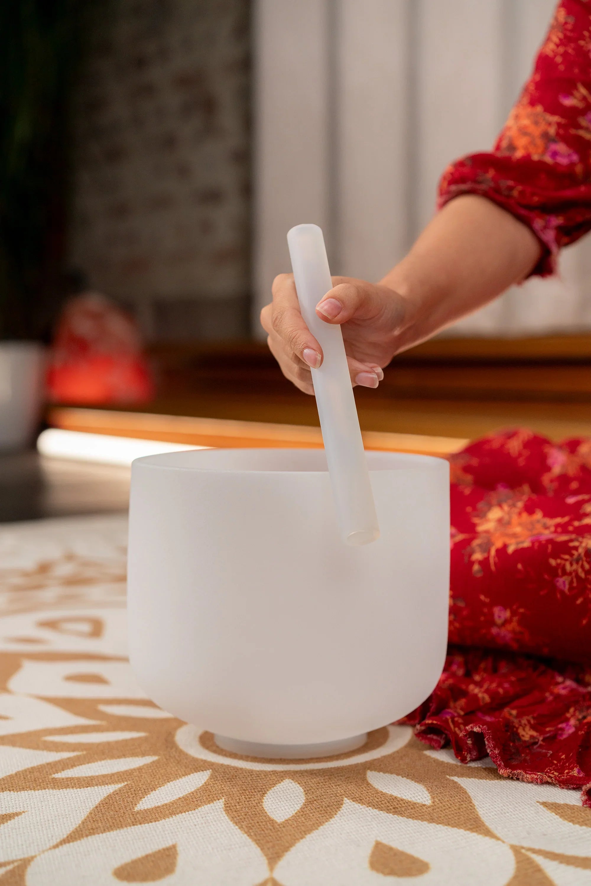 8" White-Frosted Crystal Singing Bowl, Note C5, Root Chakra Utah Energy Healing Center