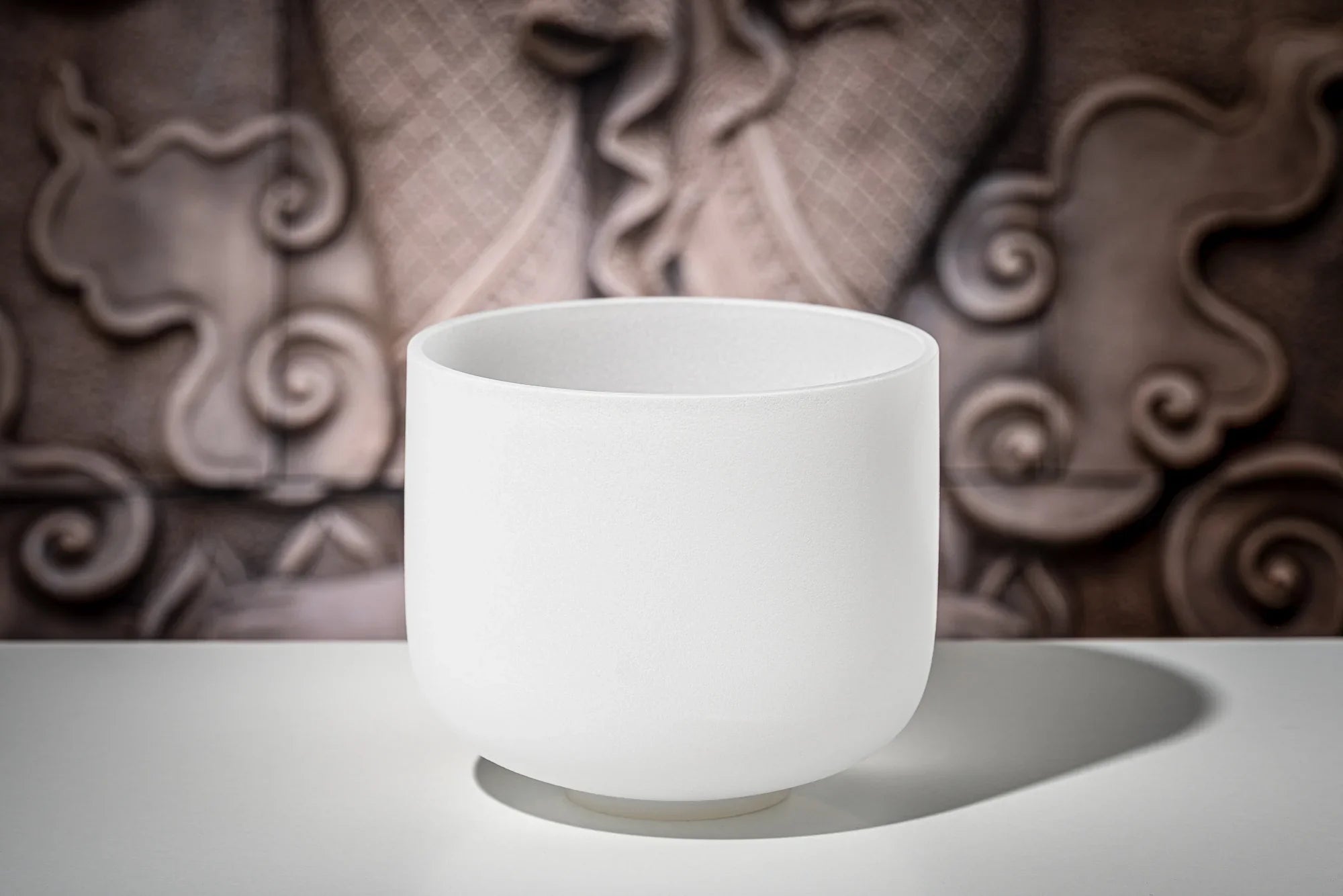 9" White-Frosted Crystal Singing Bowl, Note A4, Brow Chakra Utah Energy Healing Center