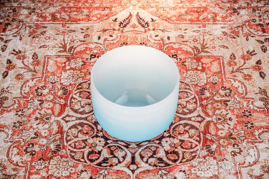10" Color-Frosted Crystal Singing Bowl, Light Blue, Note G4, Throat Chakra Utah Energy Healing Center