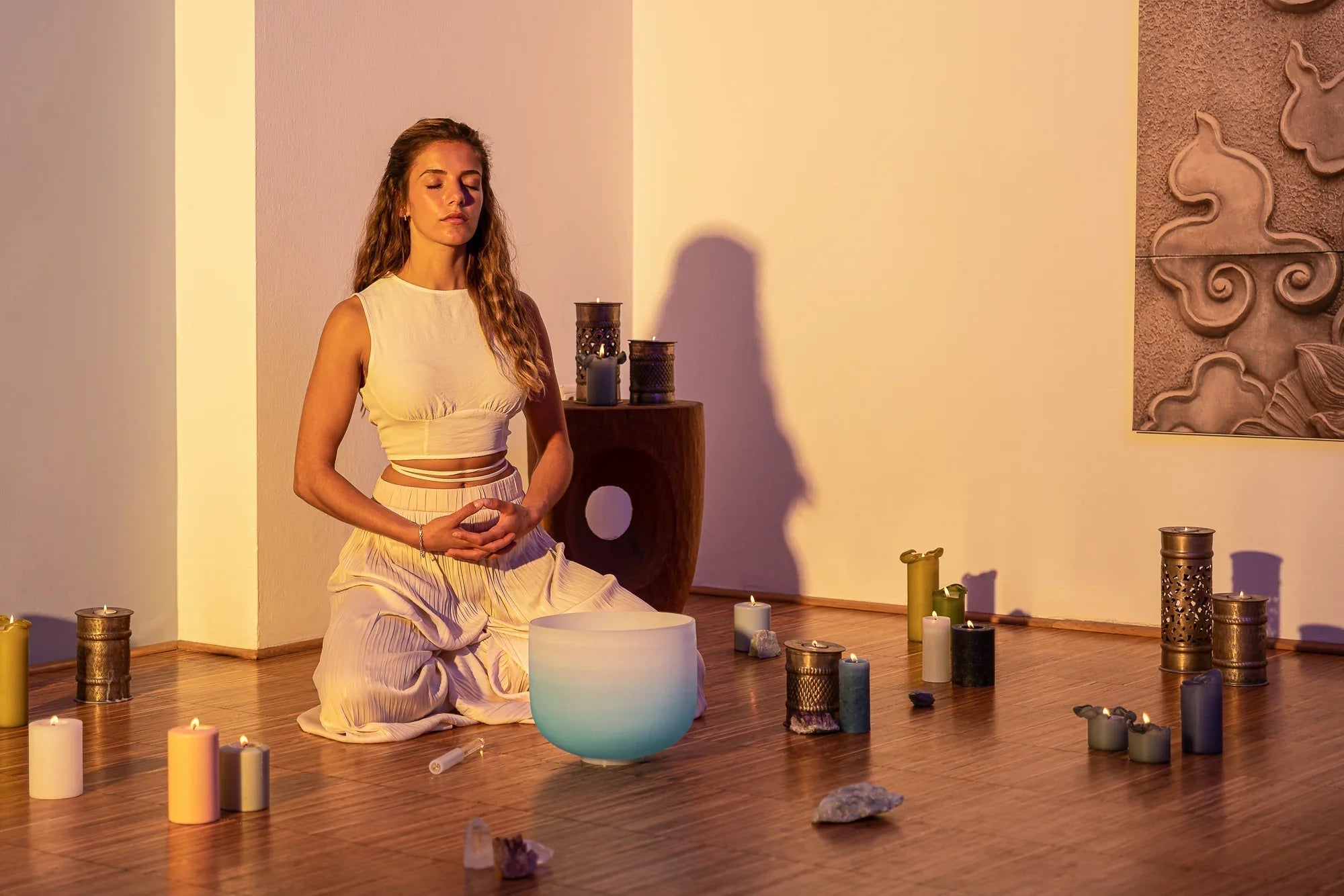 10" Color-Frosted Crystal Singing Bowl, Light Blue, Note G4, Throat Chakra Utah Energy Healing Center