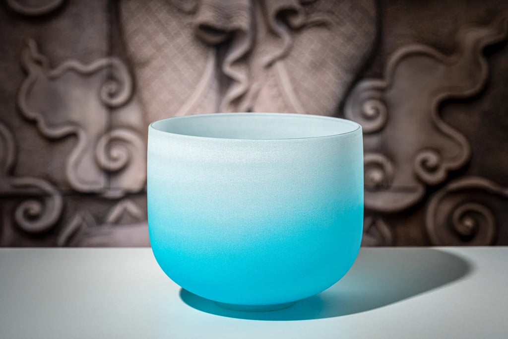 10" Color-Frosted Crystal Singing Bowl, Light Blue, Note G4, Throat Chakra Utah Energy Healing Center