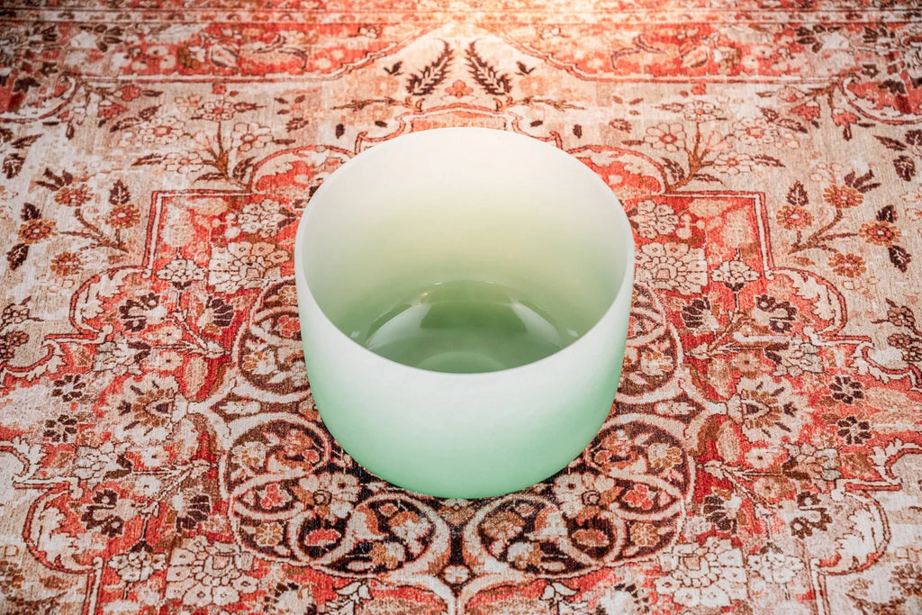 11" Color-Frosted Crystal Singing Bowl, Green, Note F4, Heart Chakra Utah Energy Healing Center