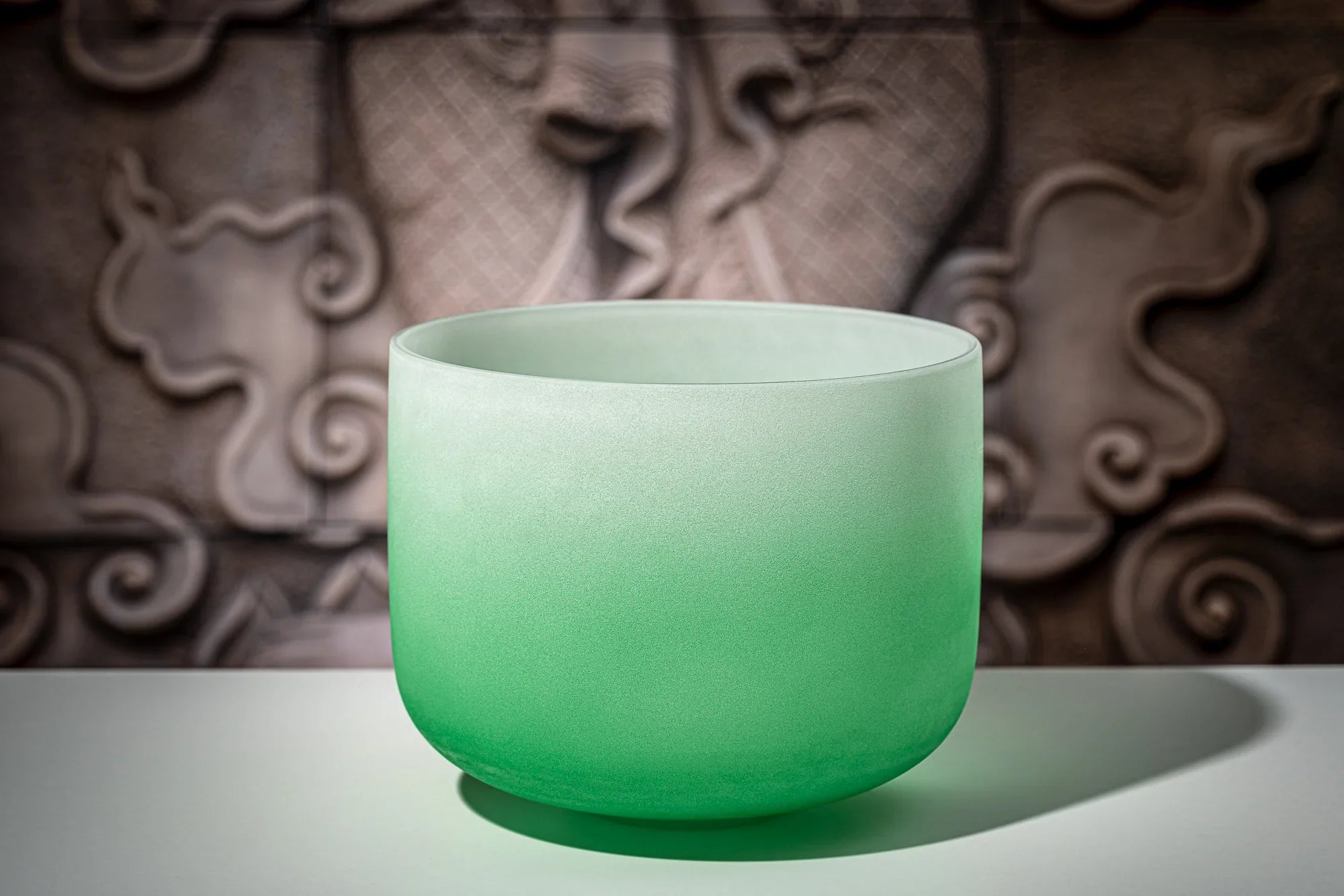 11" Color-Frosted Crystal Singing Bowl, Green, Note F4, Heart Chakra Utah Energy Healing Center