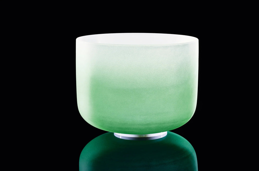 11" Color-Frosted Crystal Singing Bowl, Green, Note F4, Heart Chakra Utah Energy Healing Center