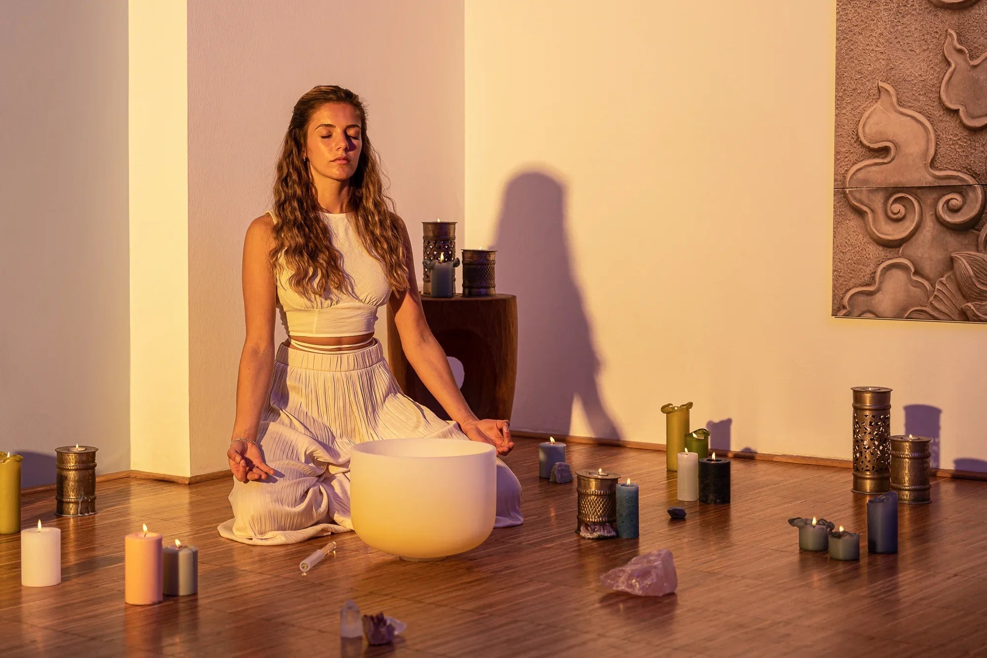 12" Color-Frosted Crystal Singing Bowl, Yellow, Note E4, Solar Plexus Chakra Utah Energy Healing Center