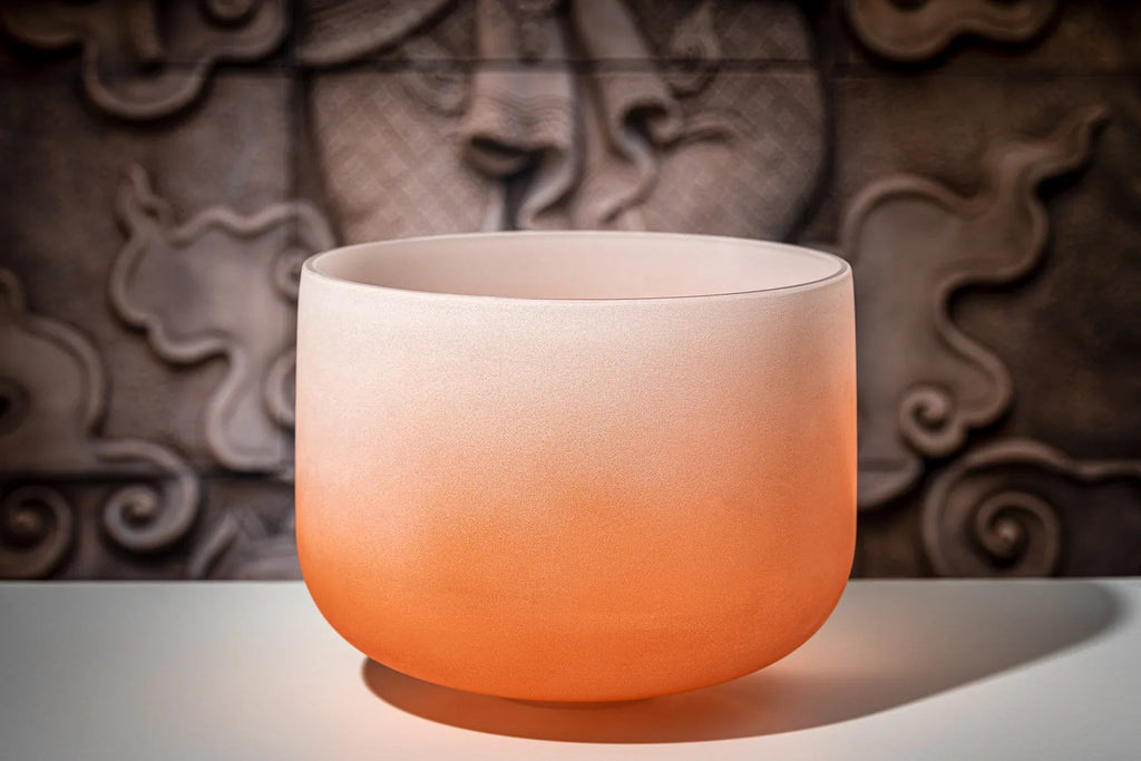 13" Color-Frosted Crystal Singing Bowl, Orange, Note D4, Sacral Chakra Utah Energy Healing Center
