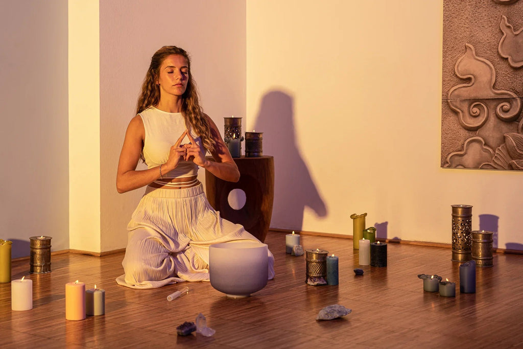 9" Color-Frosted Crystal Singing Bowl, Dark Blue, Note A4, Brow Chakra Utah Energy Healing Center
