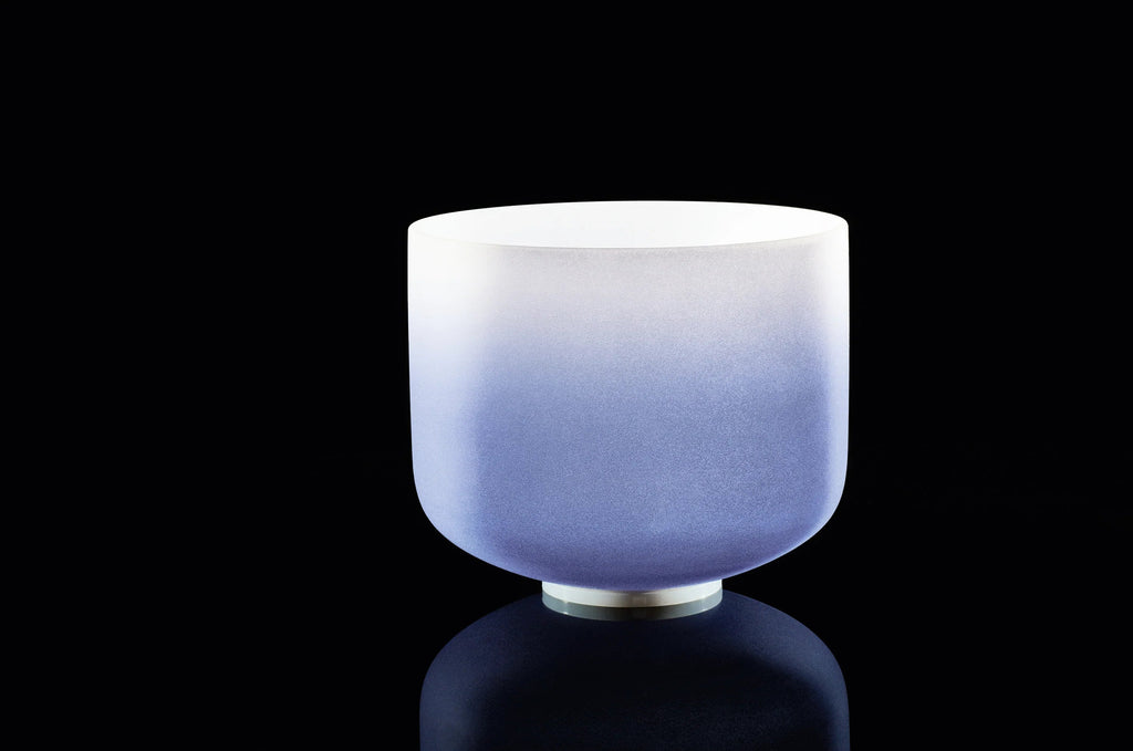 9" Color-Frosted Crystal Singing Bowl, Dark Blue, Note A4, Brow Chakra Utah Energy Healing Center