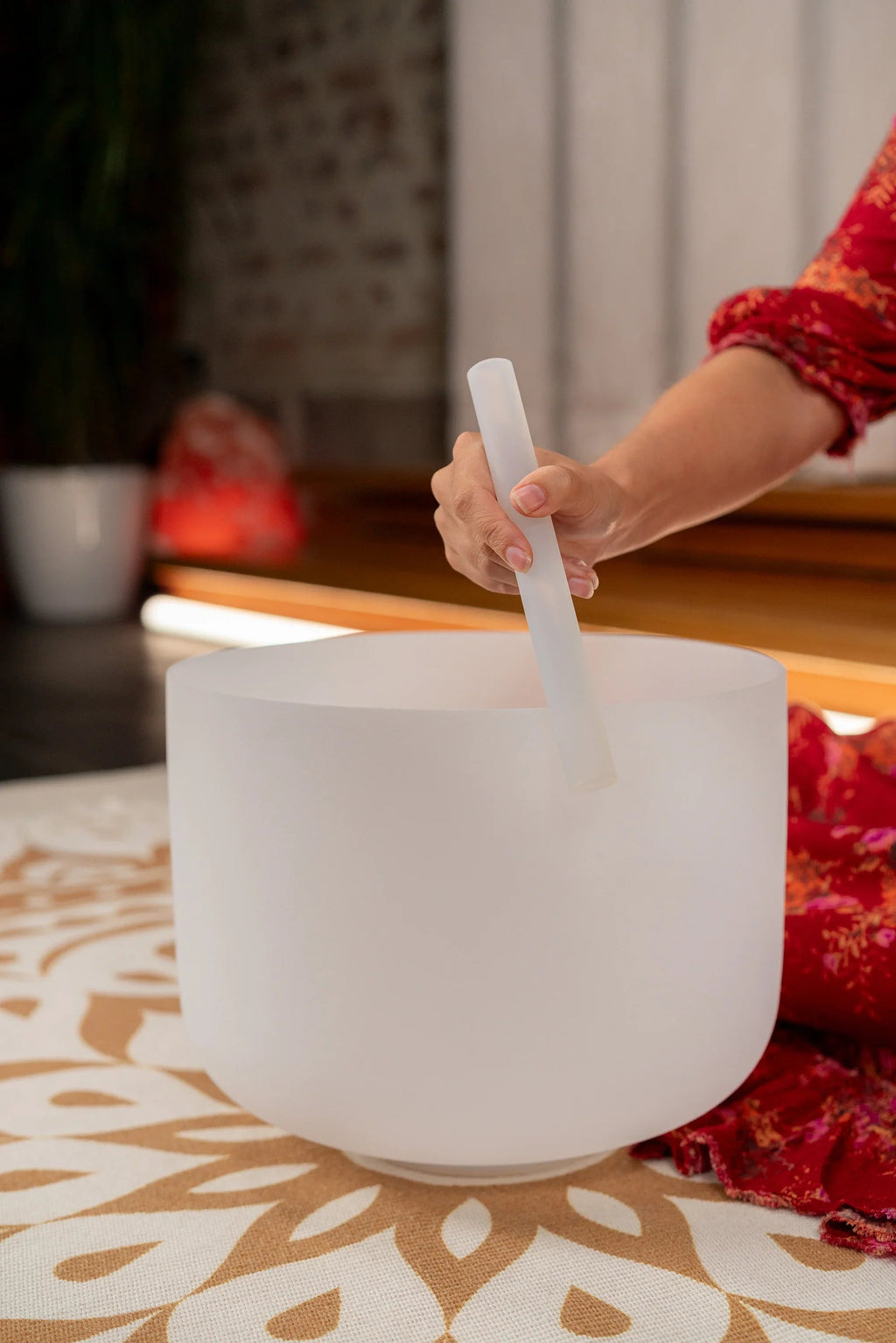 12" White-Frosted Crystal Singing Bowl, Note A3, Brow Chakra Utah Energy Healing Center