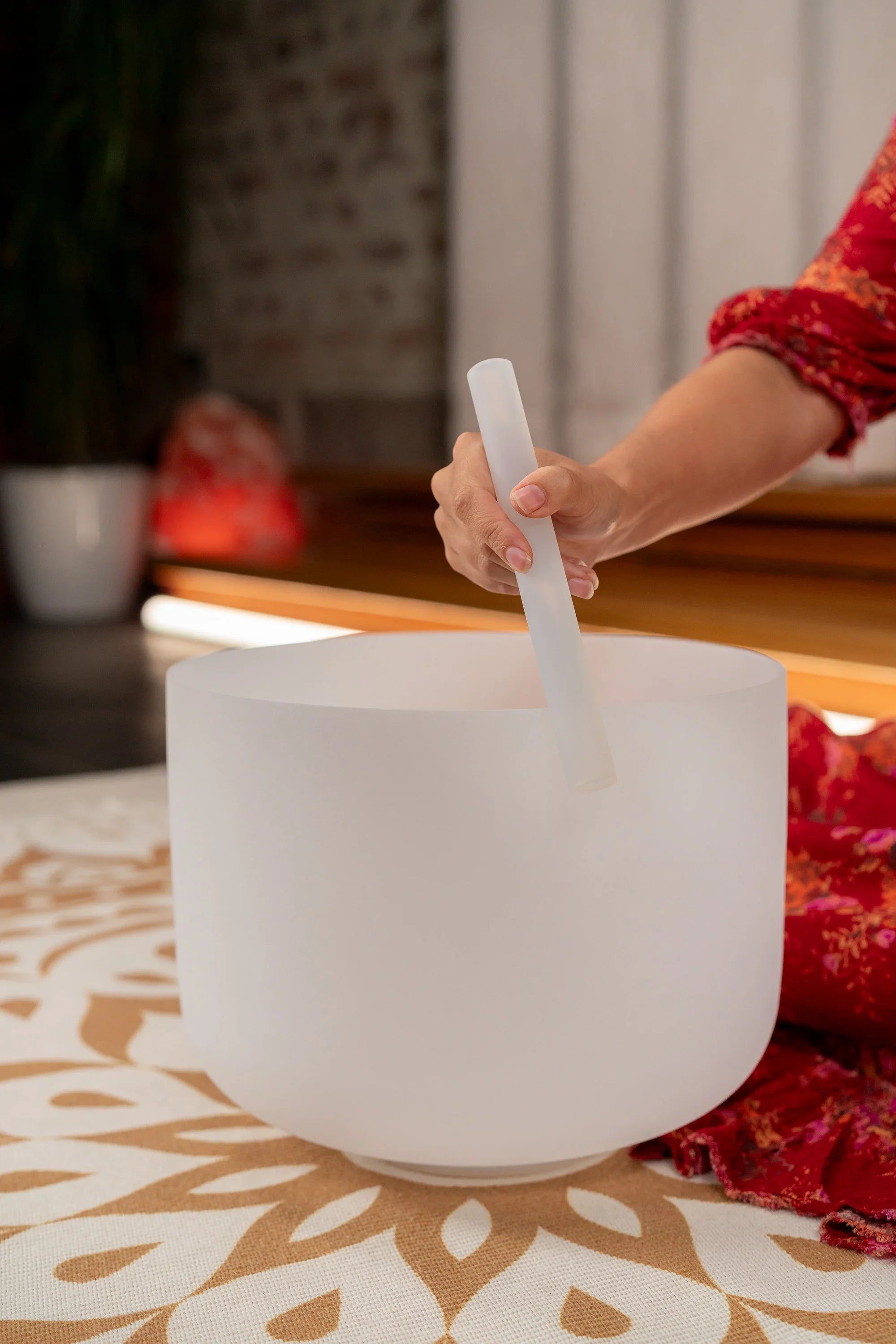 12" White-Frosted Crystal Singing Bowl, Note F3, Heart Chakra Utah Energy Healing Center