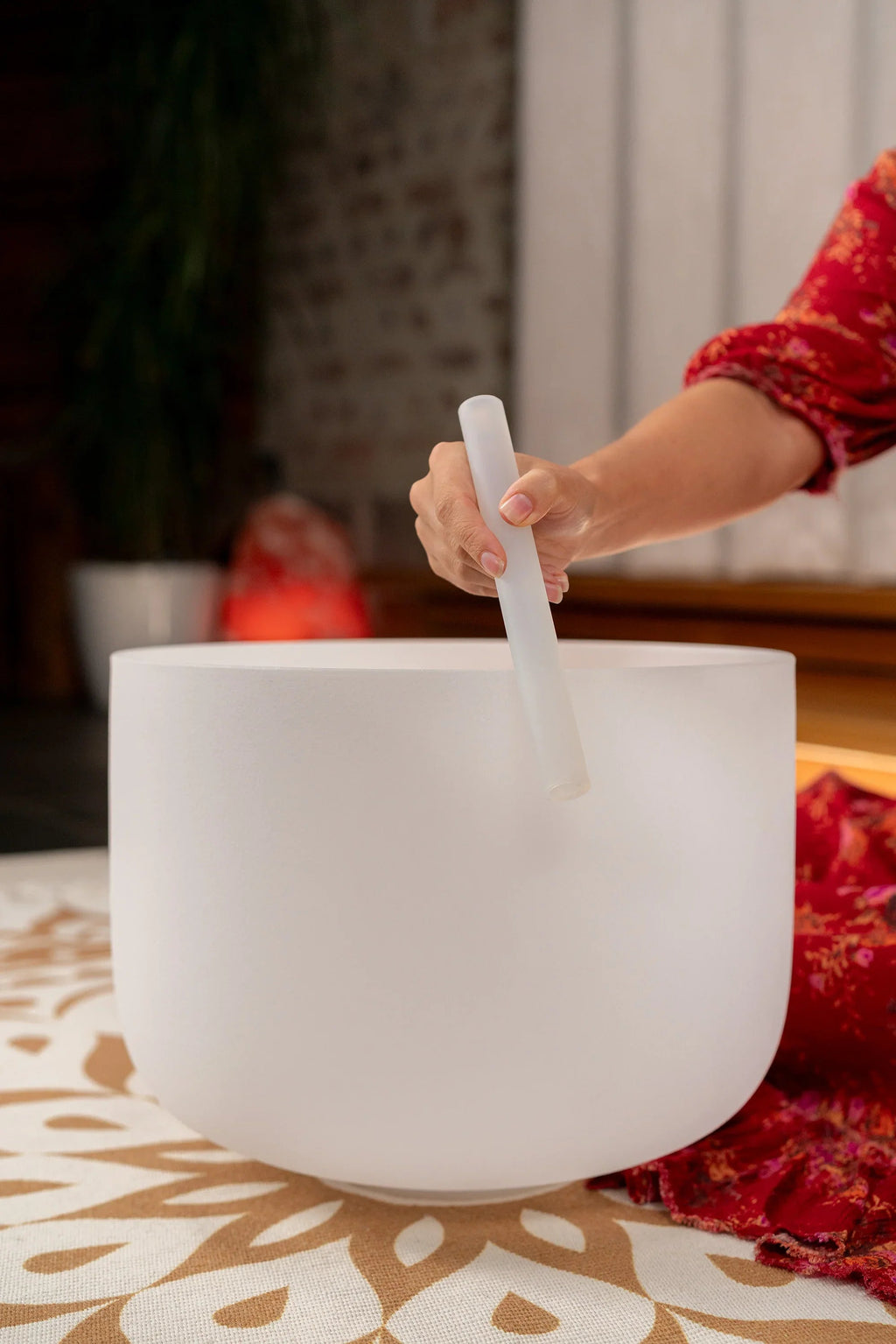 14" White-Frosted Crystal Singing Bowl, Note E3, Solar Plexus Chakra Utah Energy Healing Center