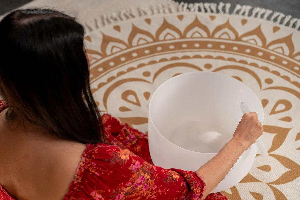 14" White-Frosted Crystal Singing Bowl, Note E3, Solar Plexus Chakra Utah Energy Healing Center
