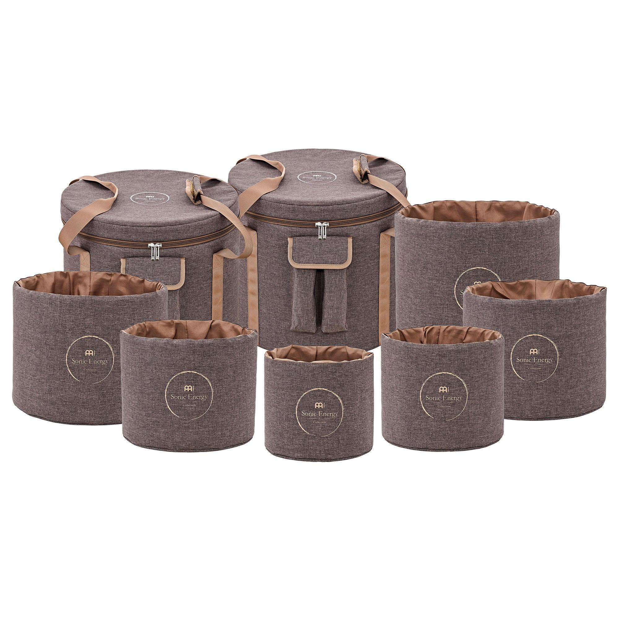 6-Piece Crystal Singing Bowl Travel Bag Set, Brown Utah Energy Healing Center