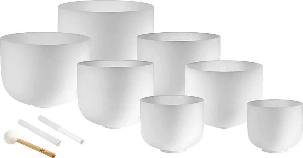 7-Piece White-Frosted Crystal Singing Bowl Chakra Set Utah Energy Healing Center