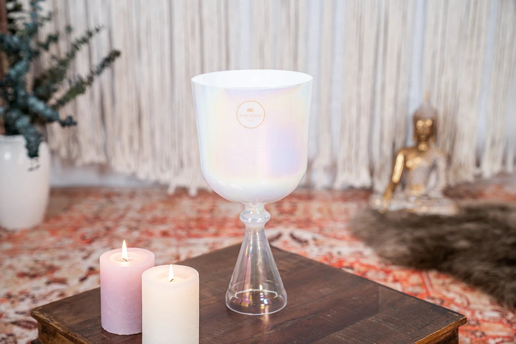 6.75" Crystal  Chalice, C4Singing, Creamy, Root Chakra Utah Energy Healing Center