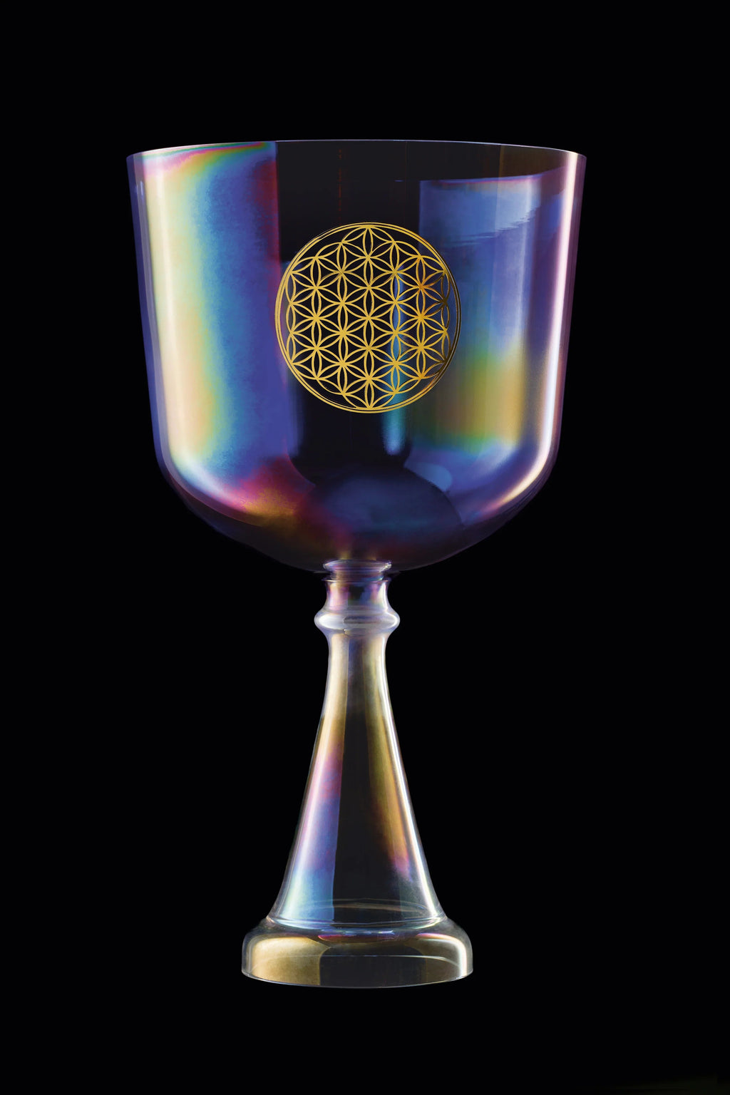 8" Crystal Singing Chalice, F3, Purple, Heart Chakra, Flower of Life Utah Energy Healing Center