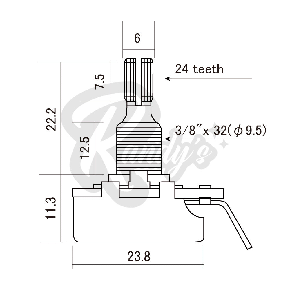 500K Ω Potentiometer for Bass & Humbucker Pickups - Fits Gibson® Randy's LLC