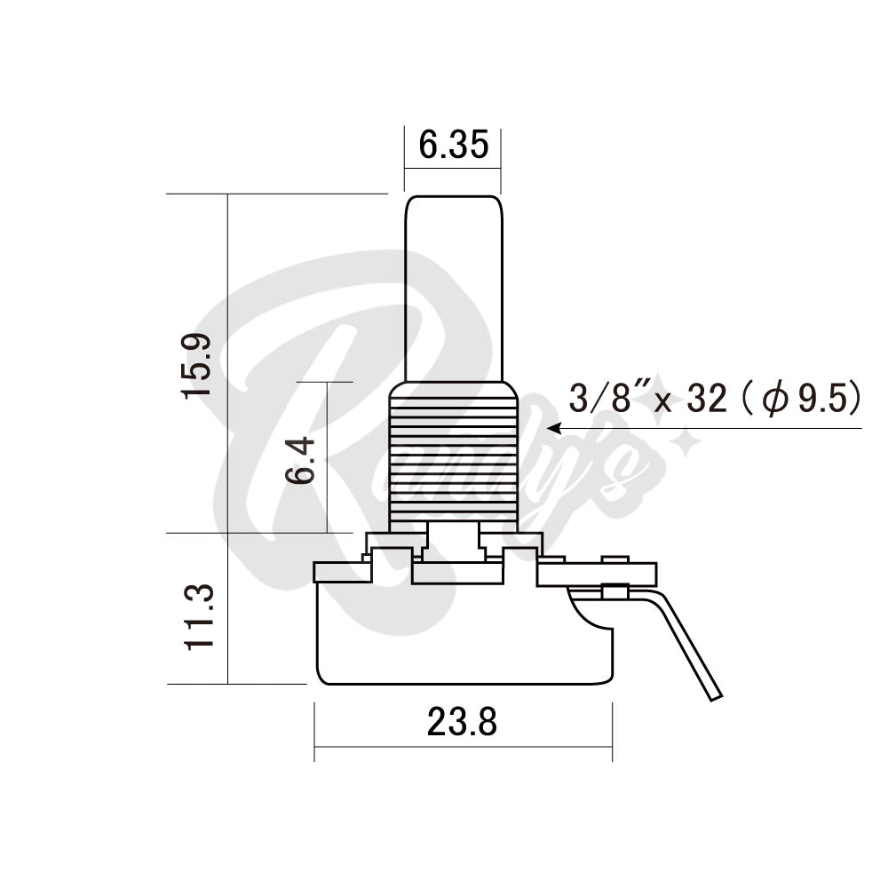 Vintage 275K Ω Potentiometer for Bass, P90 & Single Coil Pickups (Solid Shaft) - Fits Fender® Telecaster® Randy's LLC