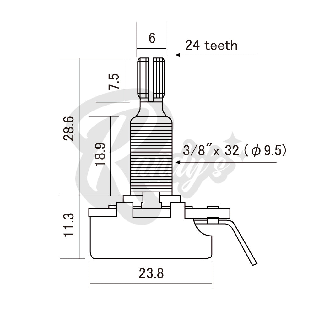 500K Ω Potentiometer for Humbucker Pickups - Fits Gibson® Les Paul® Randy's LLC