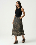 Daring Camouflage Lace Maxi Skirt Boho Brown