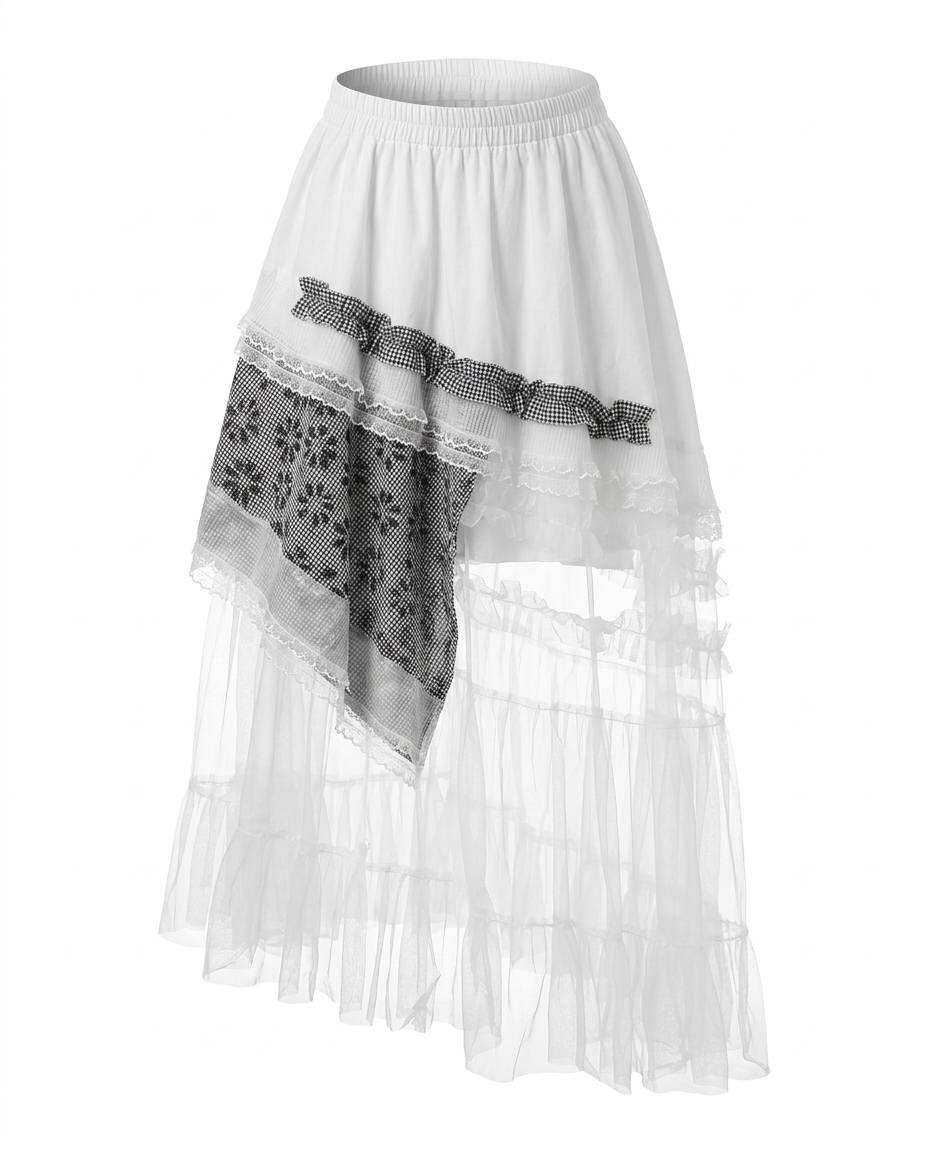 Sovereign Plaid Patchwork Maxi Skirt Boho Brown