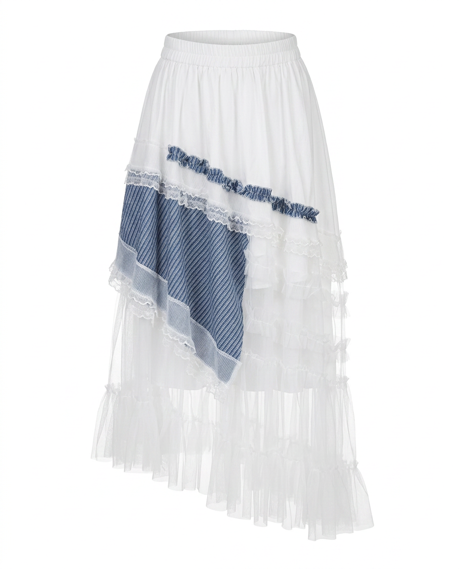 Sovereign Plaid Patchwork Maxi Skirt Boho Brown