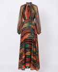 Vibrant Sparkle Printed Kaftan Boho Brown