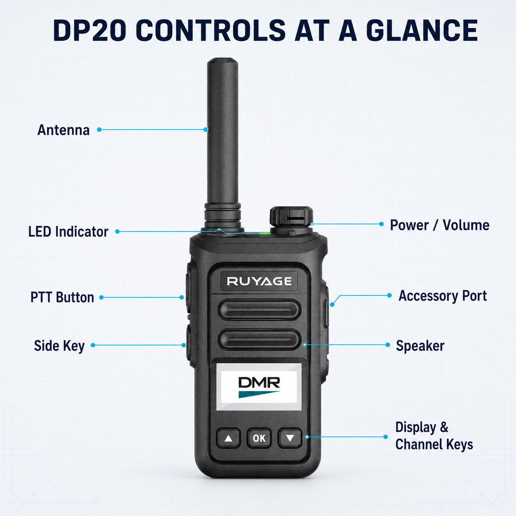 RUYAGE DP20 UHF DMR Digital Two-Way Radio – Motorola Compatible Ruyage Radio