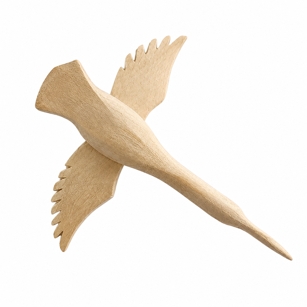 Wooden Flying Heron ornament Music Frog Co