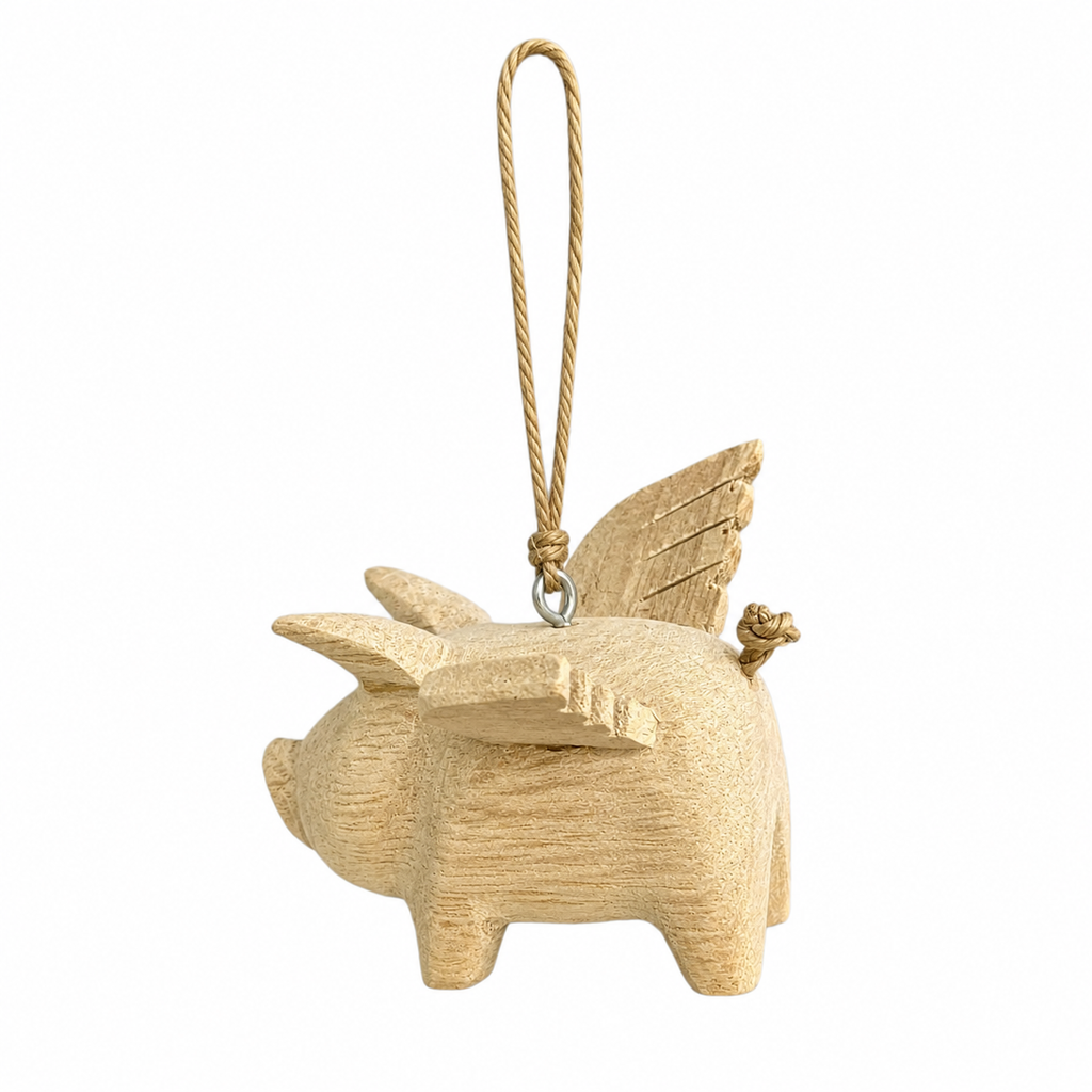 Wooden Flying Pig ornament Music Frog Co