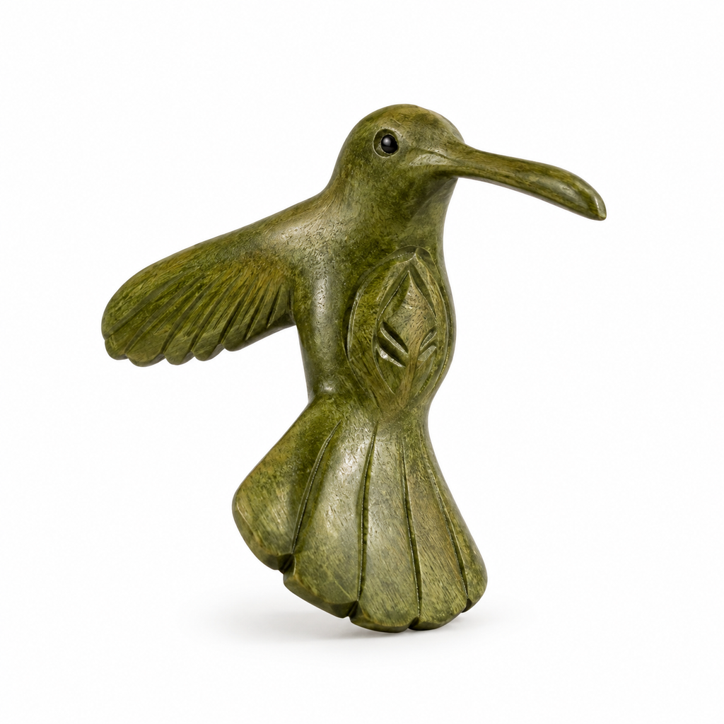 Green Wood Hummingbird Figurine Decoration Music Frog Co