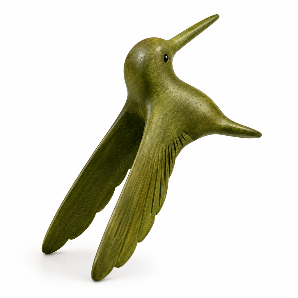 Green Wood Hummingbird Figurine Decoration Music Frog Co