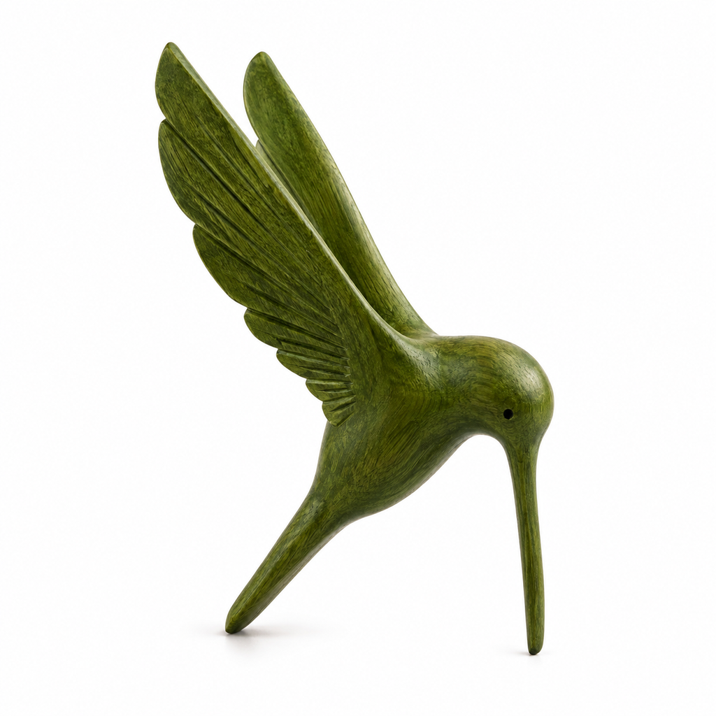 Green Wood Hummingbird Figurine Decoration Music Frog Co