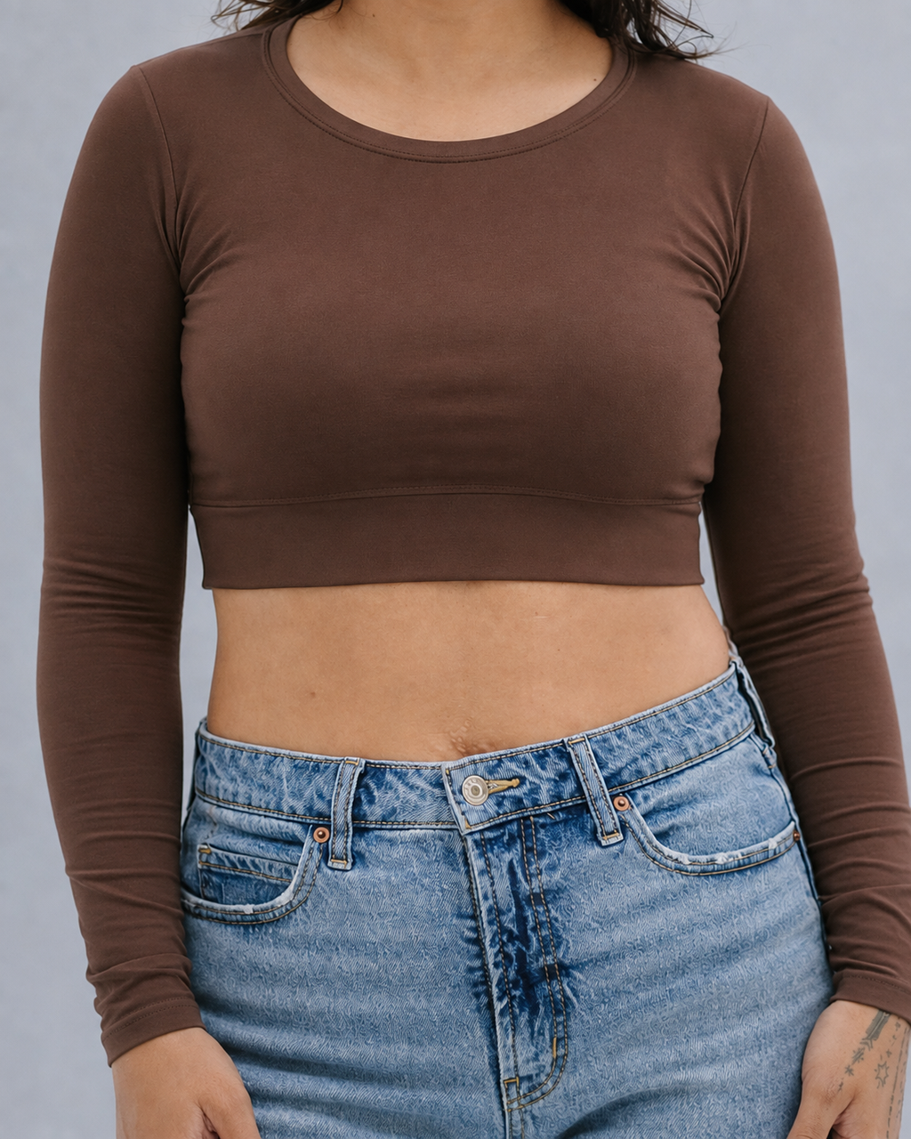 Crew Neck Long Sleeve Halftee HALFTEE Layering Fashions