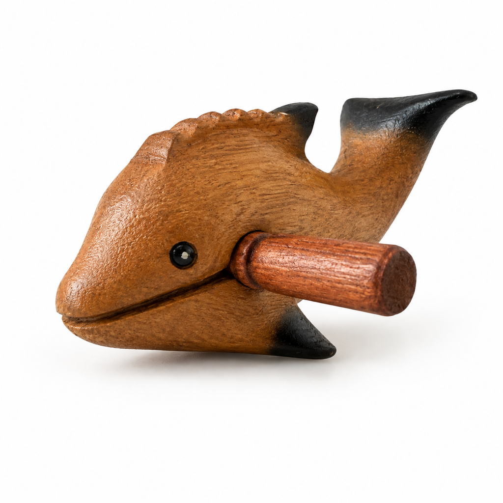 4" Dark Stained Dolphin Whistle Music Frog Co