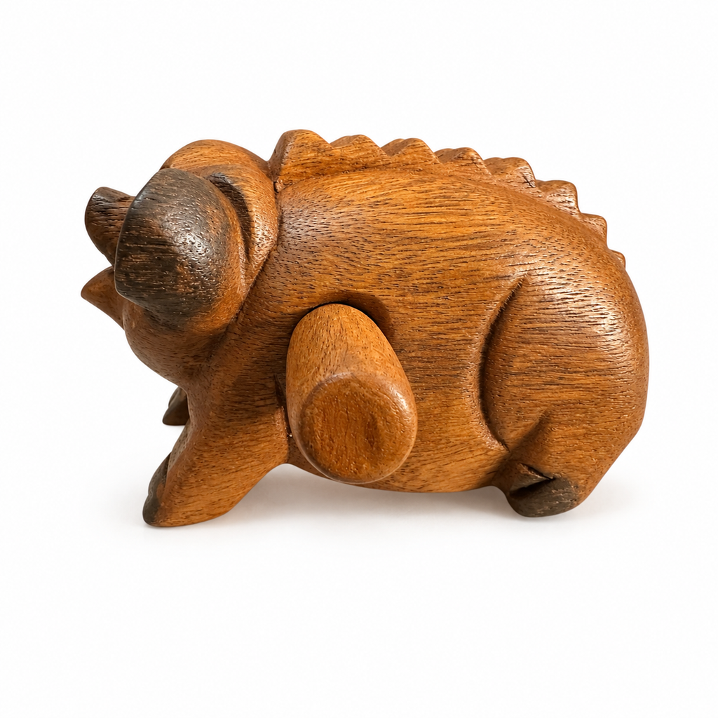 5" Dark Stained Wooden Musical Pig Percussion Instrument Music Frog Co
