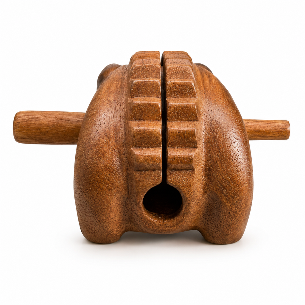 5" Dark Stained Wooden Musical Pig Percussion Instrument Music Frog Co