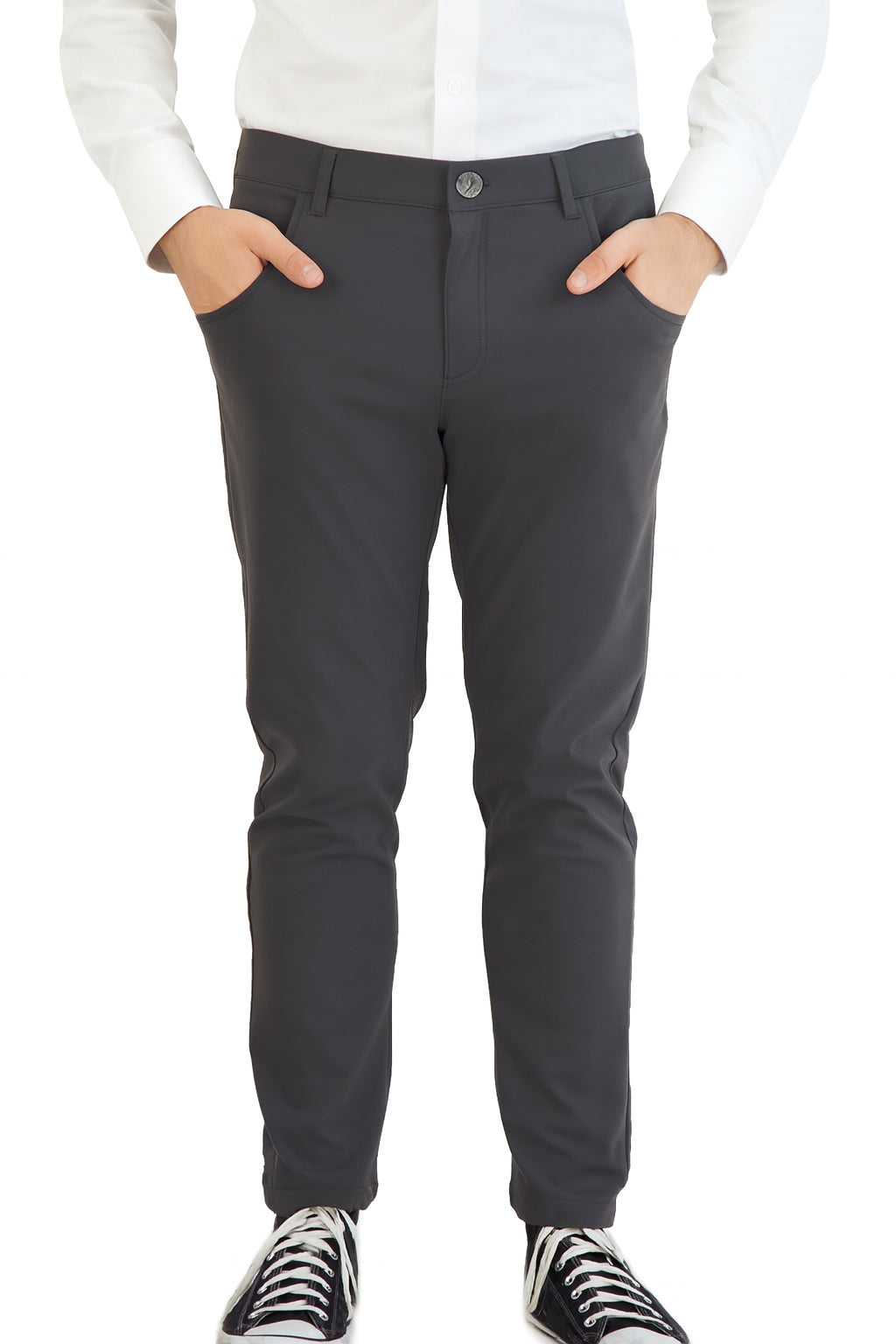 NEW & UPDATED Super - Stretch Men's Chinos //Casual// Dark Charcoal - Performance Collection LEVINAS® Official