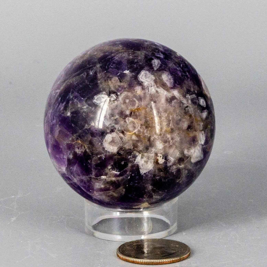 Chevron Amethyst Crystal Sphere Polished Purple Banding Crystal Destiny