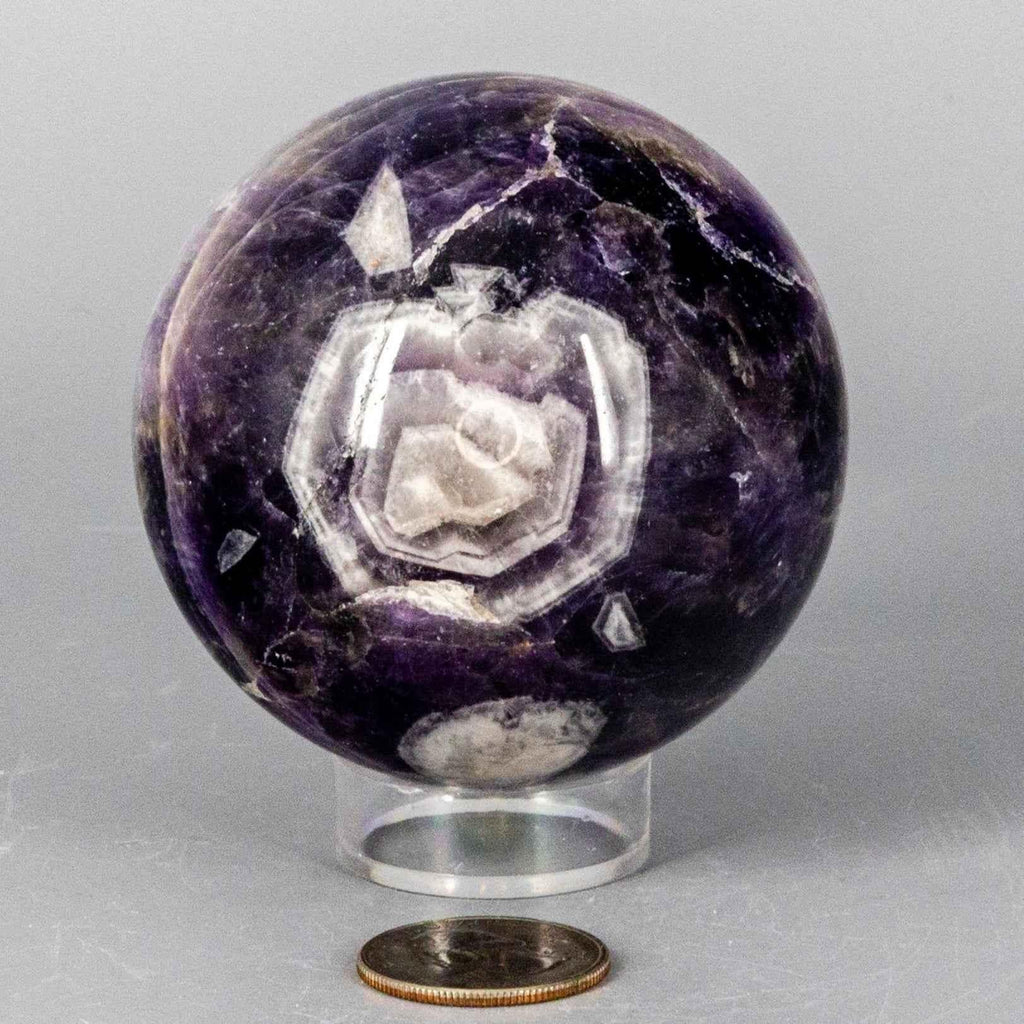Chevron Amethyst Crystal Sphere Polished Purple Banding