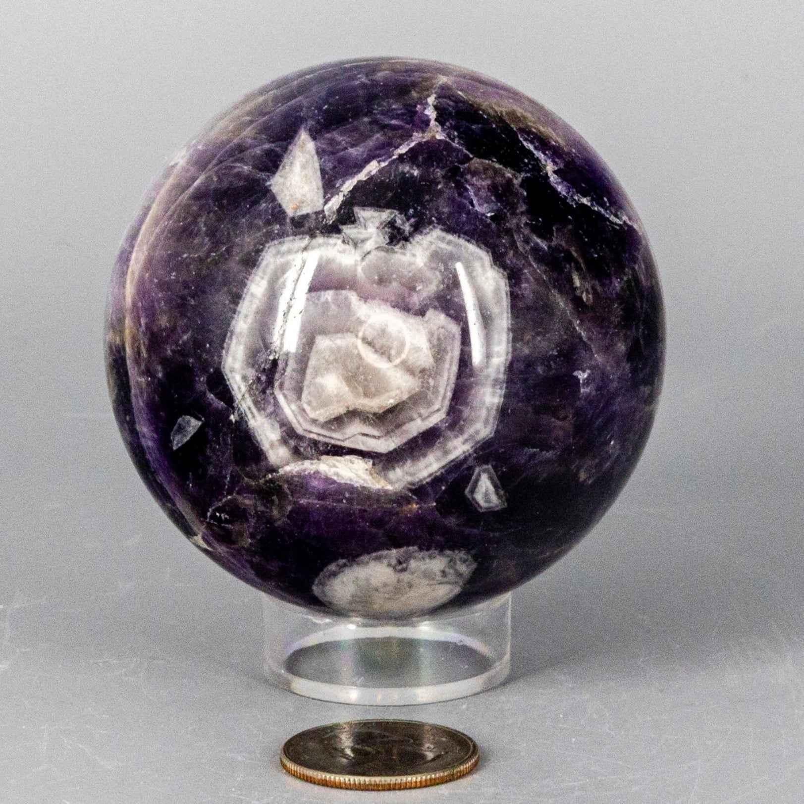 Chevron Amethyst Crystal Sphere Polished Purple Banding
