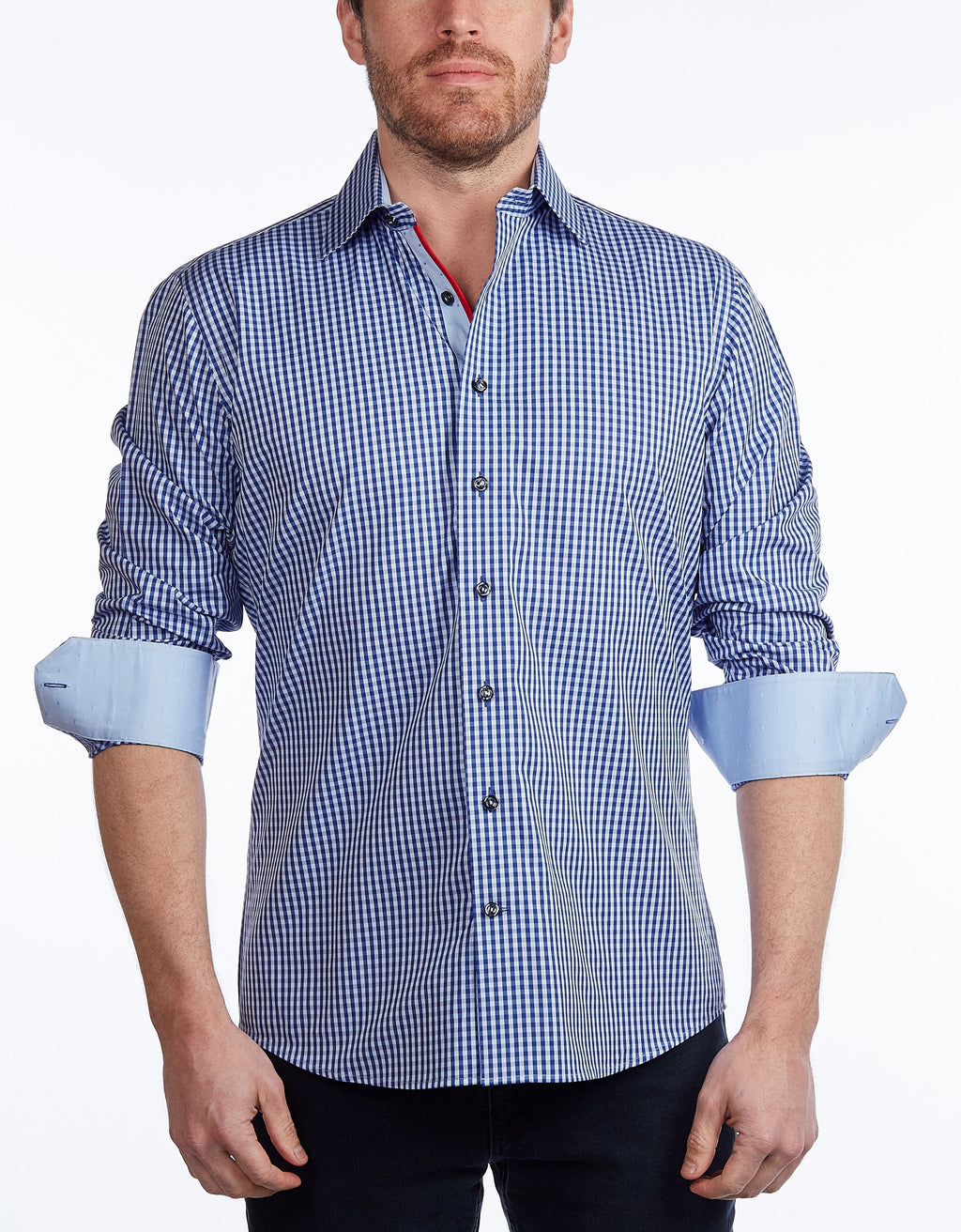 Contrast Collar Button-Up Shirt  -  Contemporary Fit - Contrast trimming - final sale LEVINAS® Official