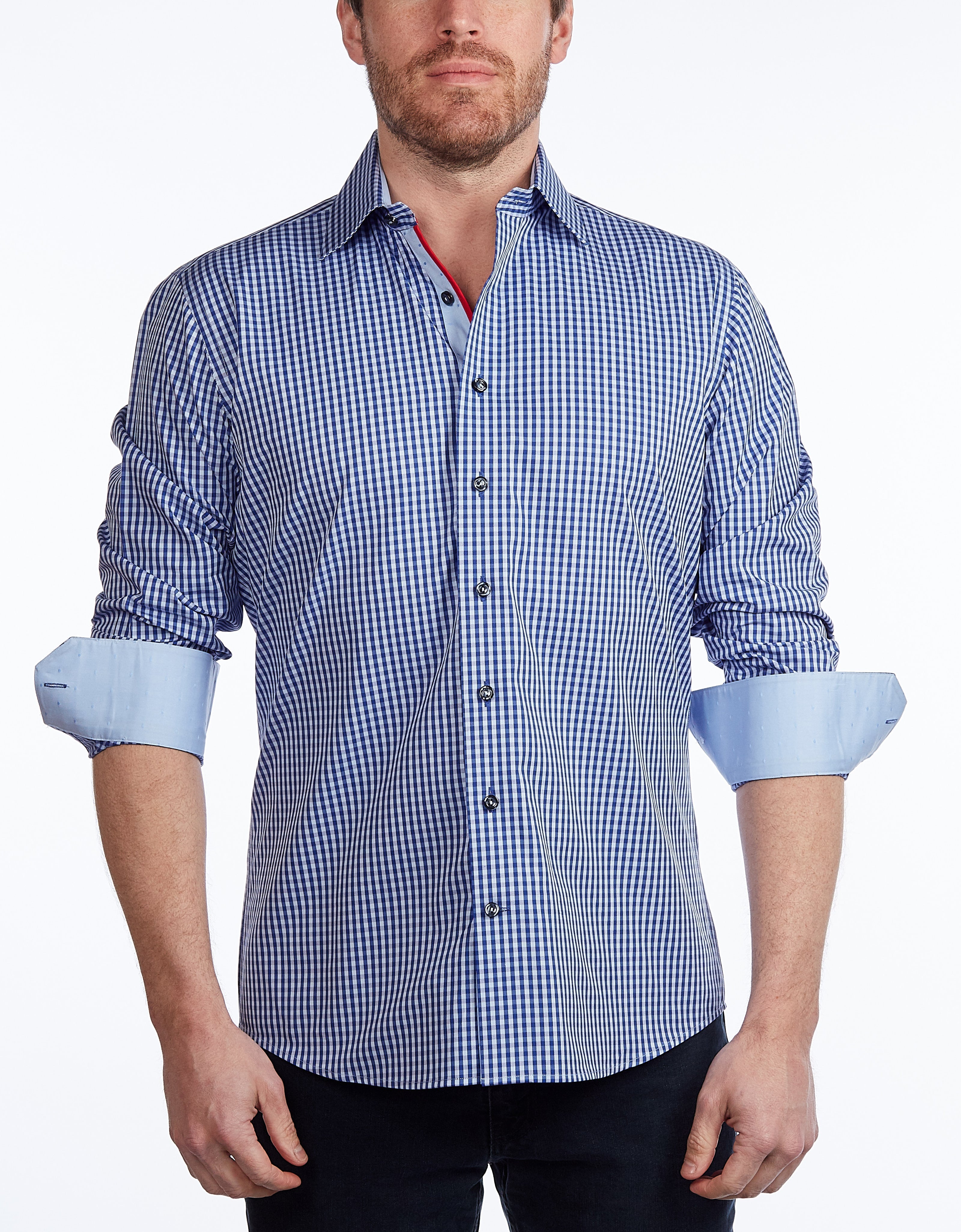 Contrast Collar Button-Up Shirt  -  Contemporary Fit - Contrast trimming - final sale LEVINAS® Official