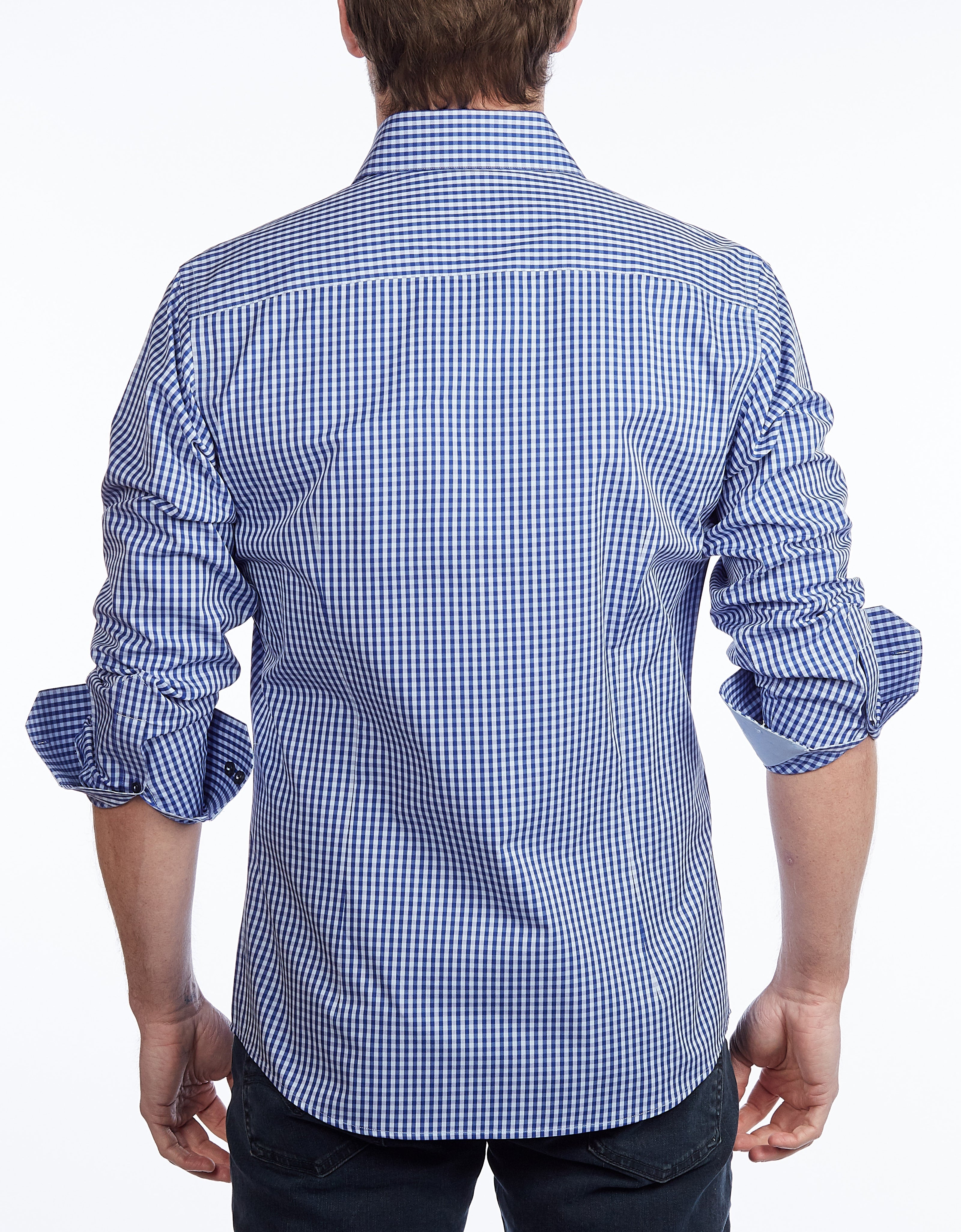 Contrast Collar Button-Up Shirt  -  Contemporary Fit - Contrast trimming - final sale LEVINAS® Official