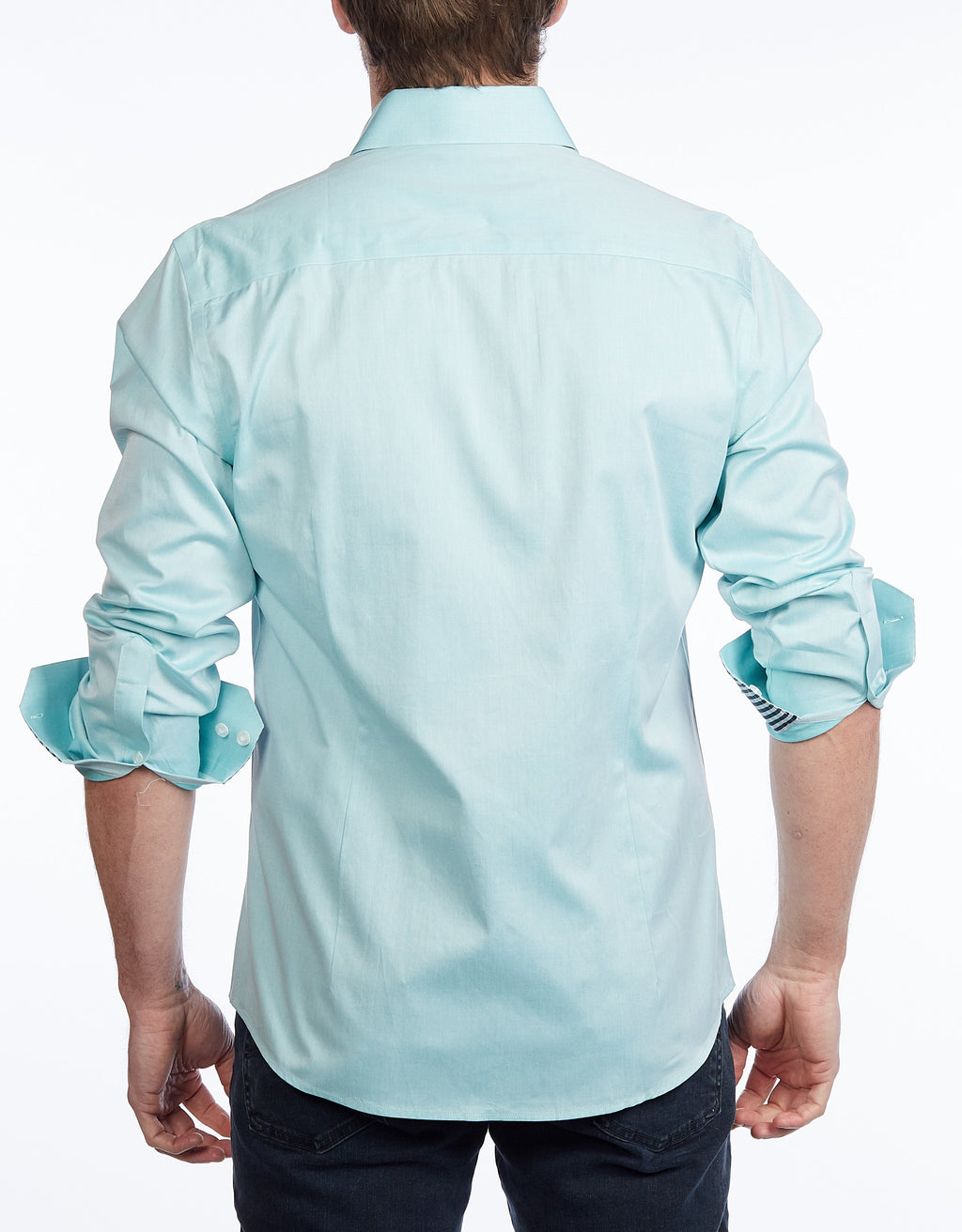 Contrast Collar Button-Up Shirt // Contemporary Fit - contrast  trimming- final sale LEVINAS® Official