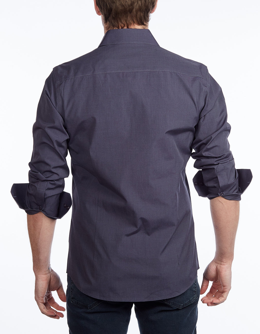 Contrast Collar Button-Up Shirt //  - Contemporary Fit - contrast  trimming - final sale LEVINAS® Official