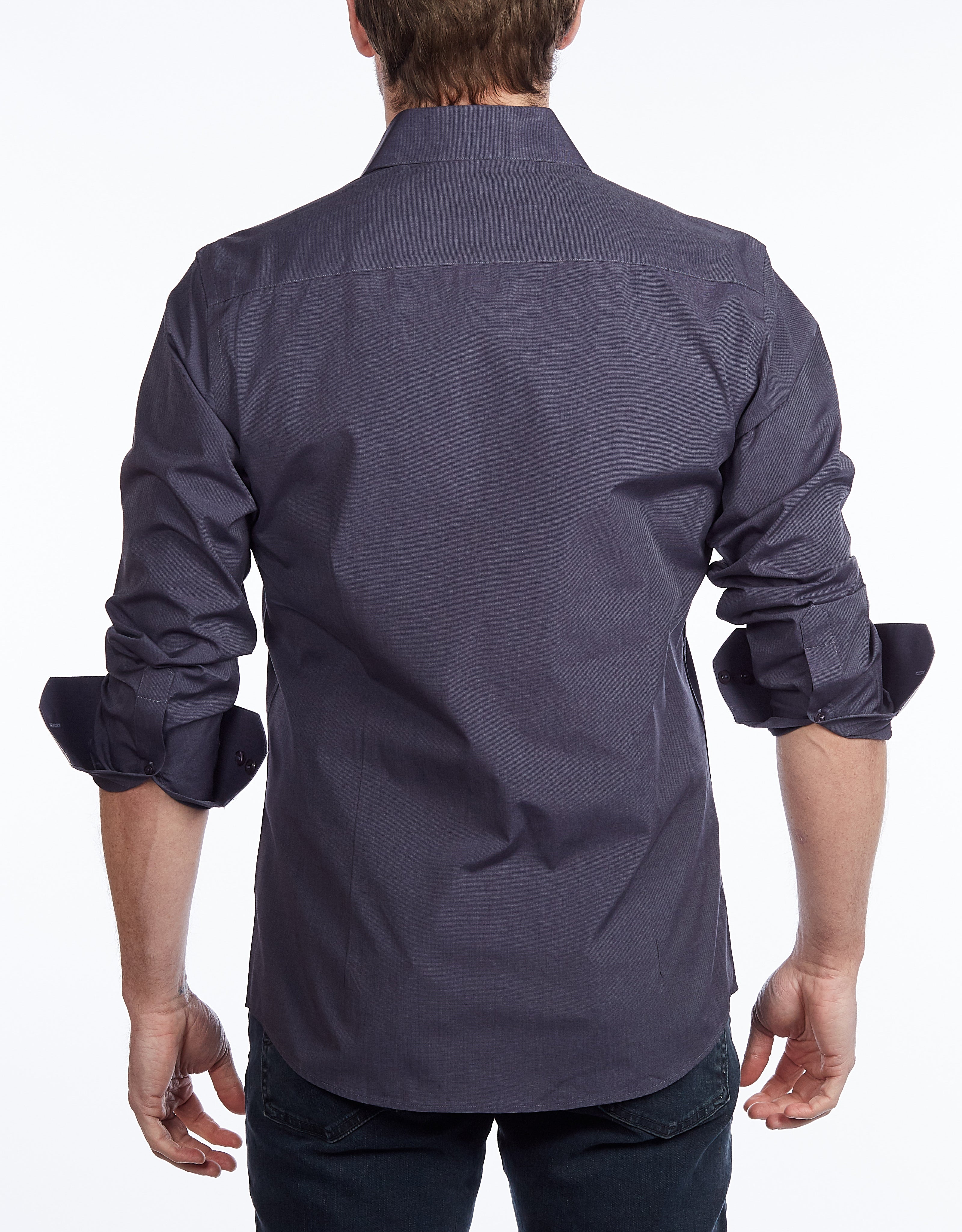 Contrast Collar Button-Up Shirt //  - Contemporary Fit - contrast  trimming - final sale LEVINAS® Official