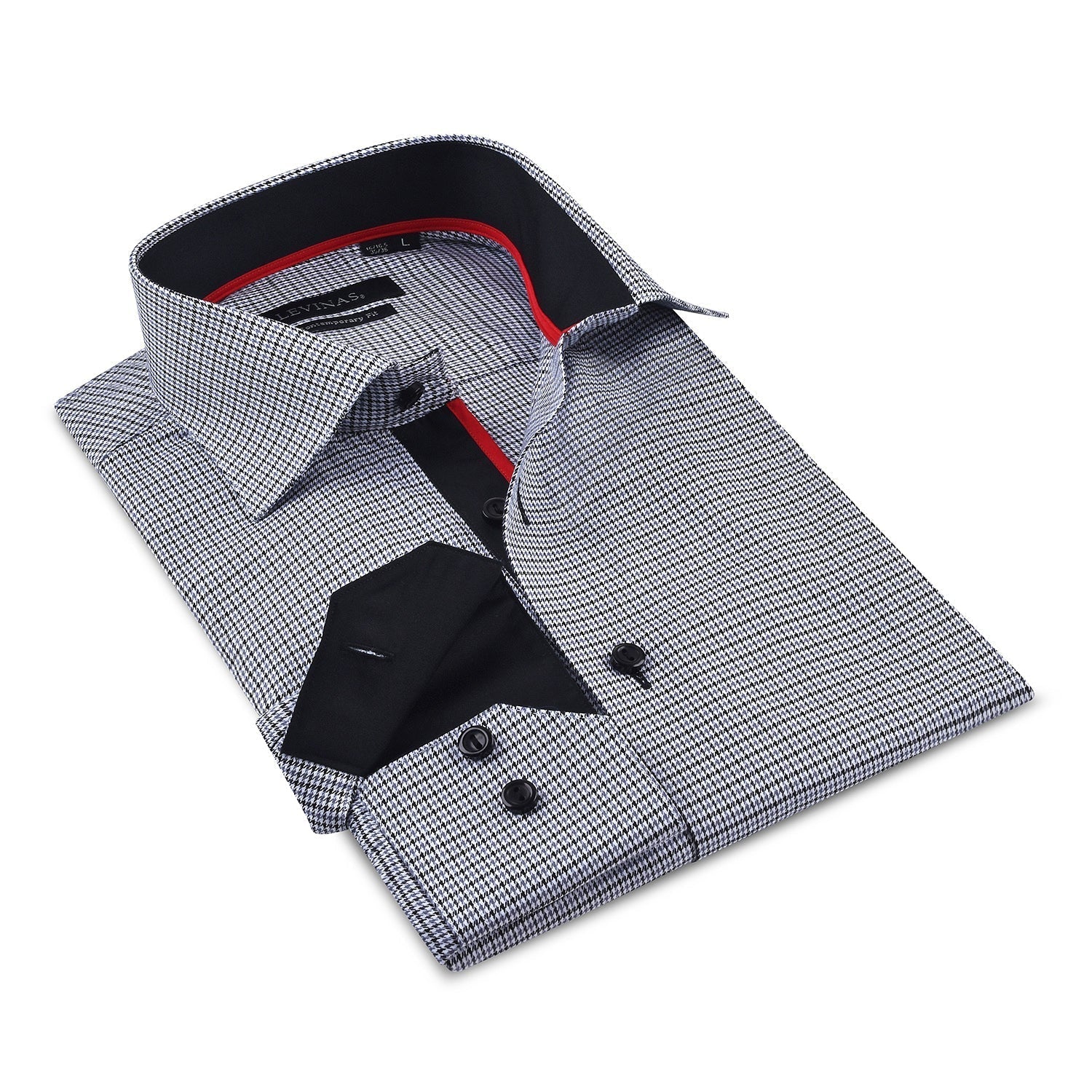 Contrast Collar Button-Up Shirt //  - Contemporary Fit - contrast  trimming- final sale LEVINAS® Official
